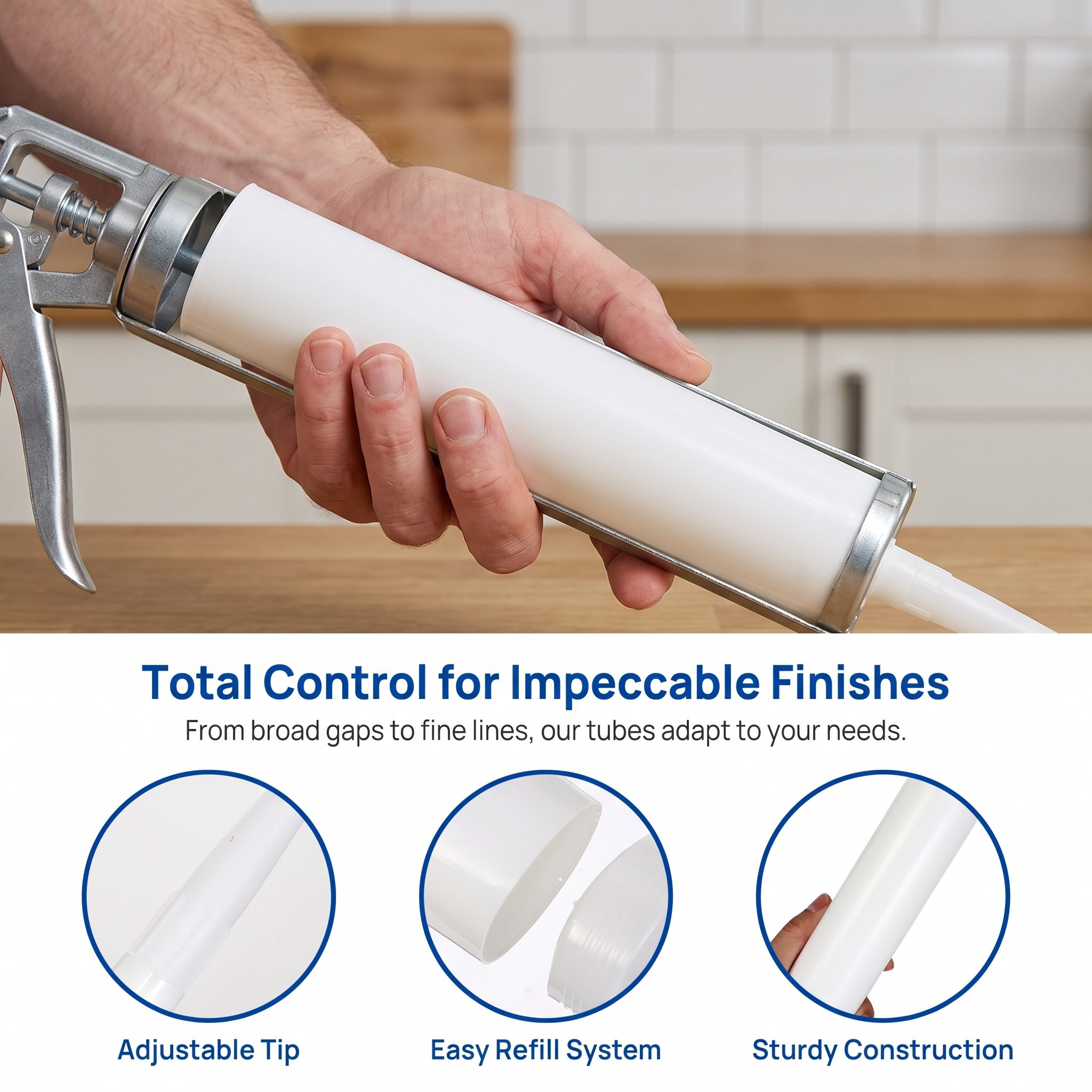 Home Improvement In - Refillable Empty Caulk Tubes 5Pcs 33x4.6cm