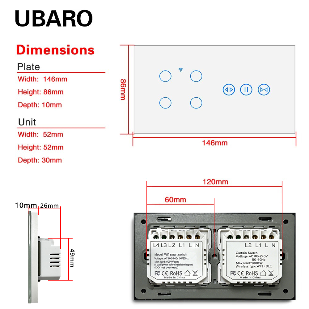 UBARO EU Type Smart Light Swit - App Home Improvement 评论和价格
